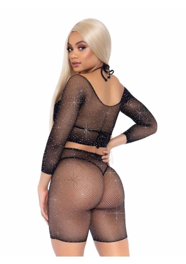 LA 81608 2PC RHINESTONE FISHNET BLACK - Image 2