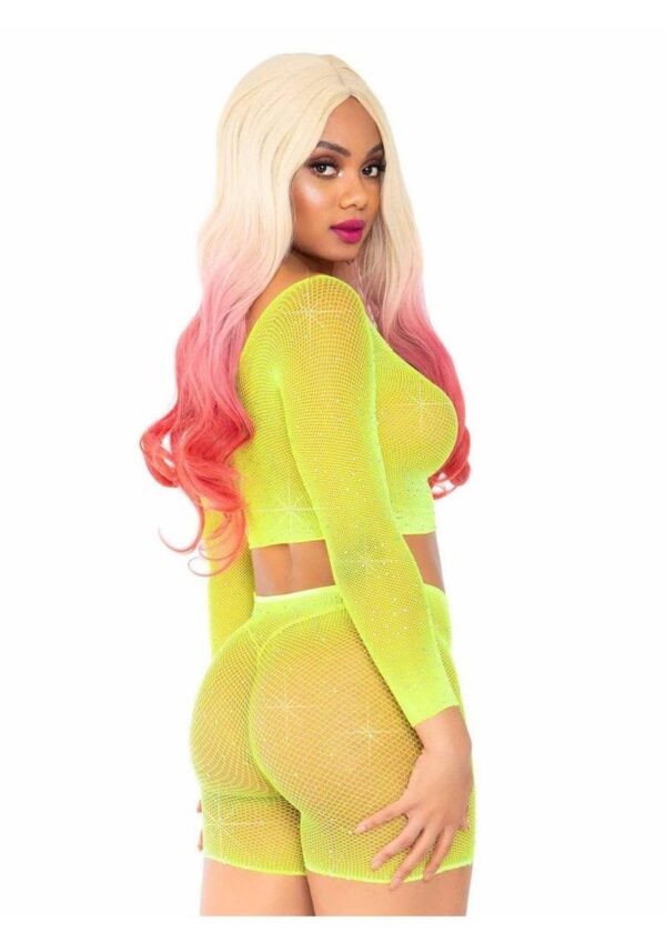 LA 81608 2PC RHINESTONE FISHNET LIME - Image 2