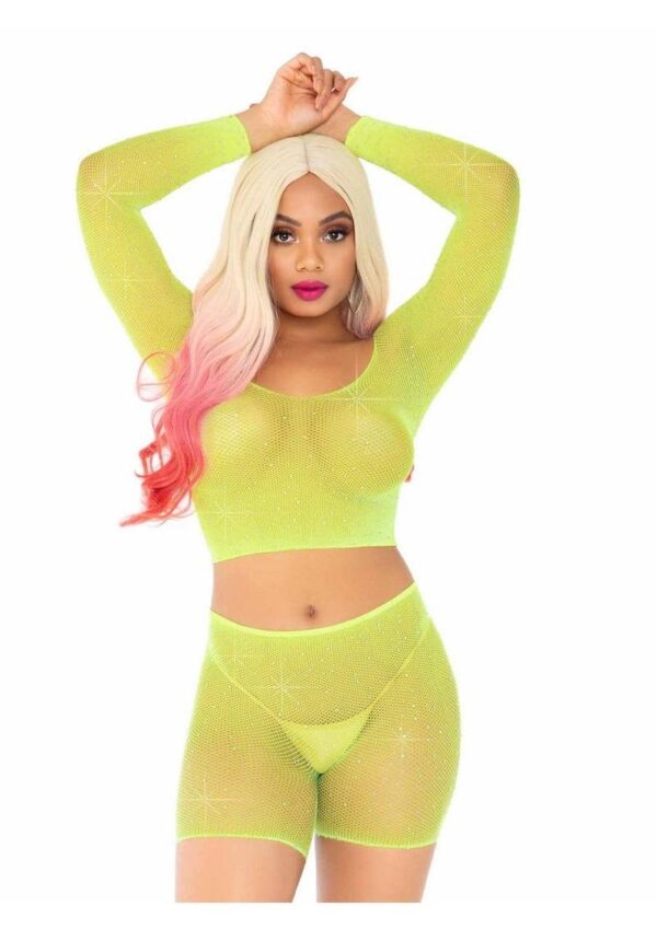LA 81608 2PC RHINESTONE FISHNET LIME - Image 3