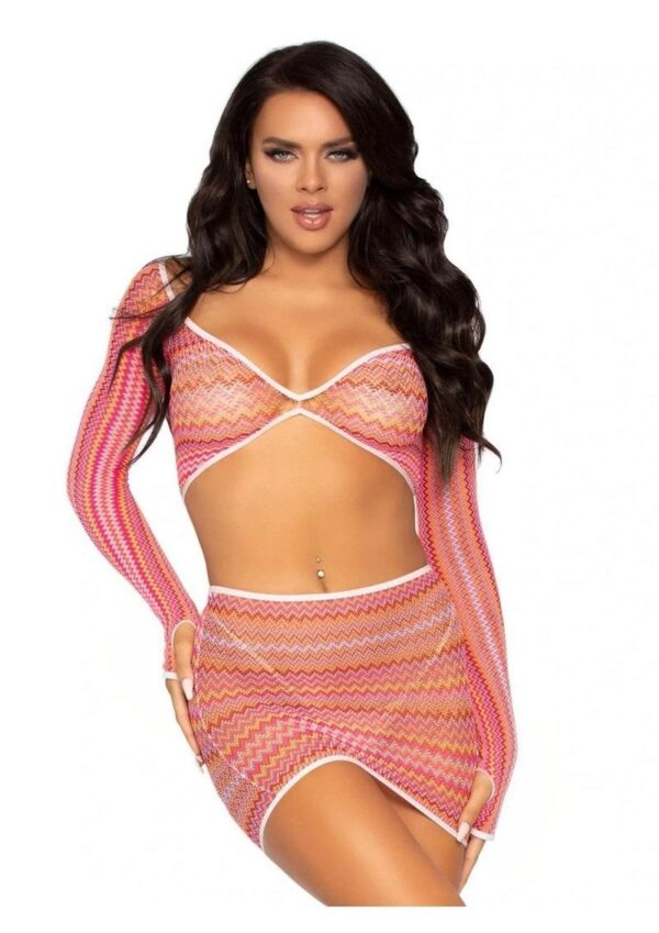 LA 81629 2PC ZIG ZAG SET PINK