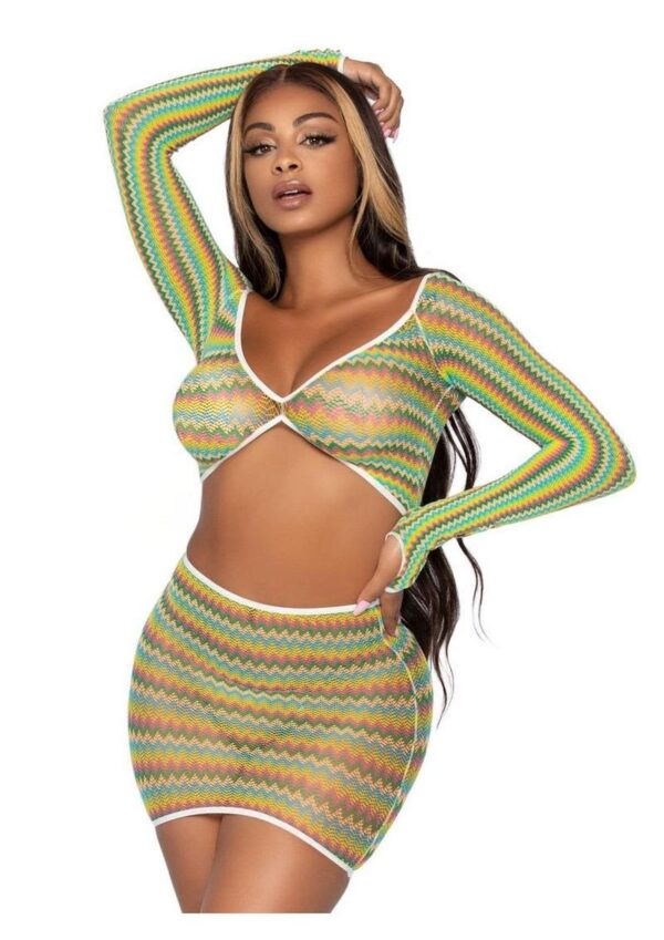 LA 81629 2PC ZIG ZAG SET GREEN
