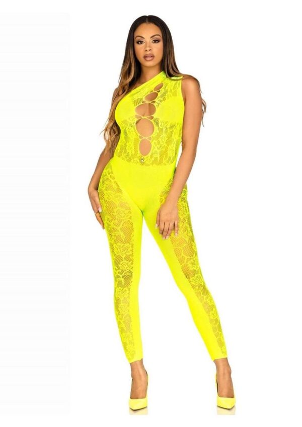 LA 89308 FLORAL LACE BODYSTOCKING LIME - Image 3