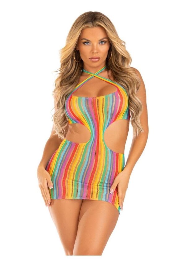 LA 87208 RAINBOW MINI DRESS