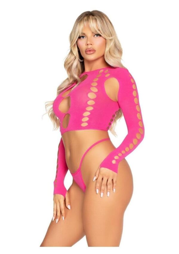 LA 81657 2PC CUT OUT LONG SLEEVE PINK - Image 3