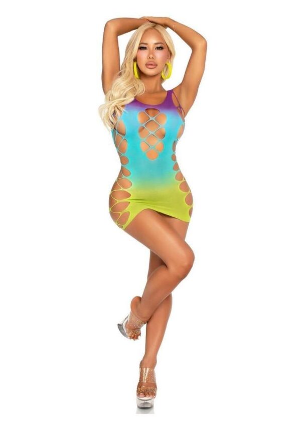 LA 87252 OMBRE MINI DRESS BLUE/GREEN - Image 3