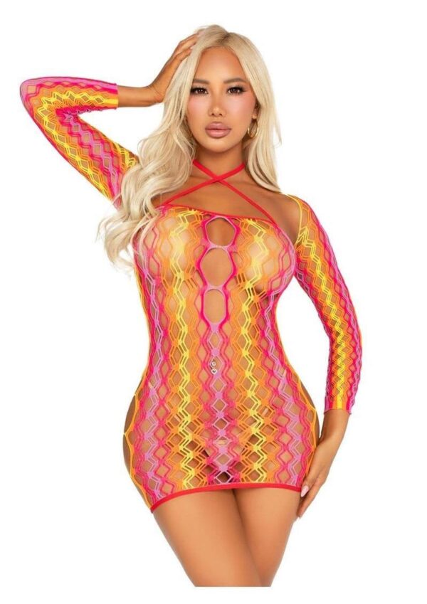 LA 87255 2PC ZIG ZAG MINI DRESS MULTI