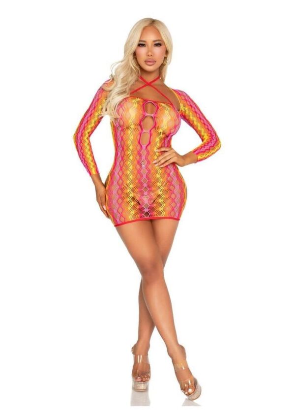 LA 87255 2PC ZIG ZAG MINI DRESS MULTI - Image 3