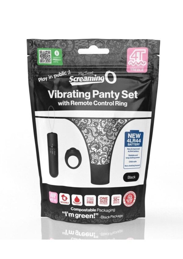 SCREAMING O VIB PANTY SET W/REMOTE RING BLACK
