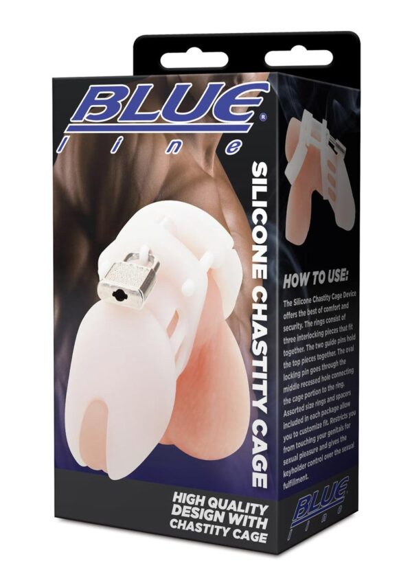 BLUE LINE SILICONE CHASITY CAGE