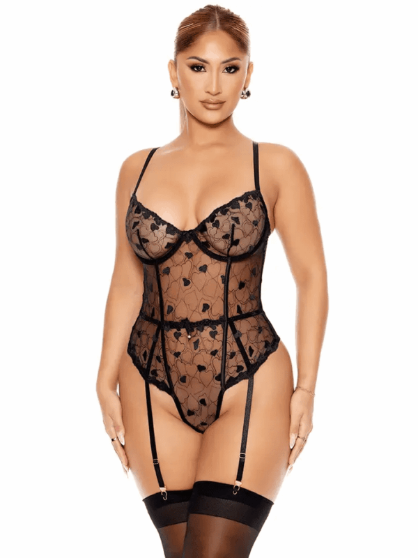FP 773107  HEART EMBORIDERY TEDDY BLK  M