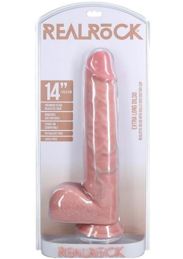 SOA REAL ROCK 14" XL DILDO W/BALLS FLESH