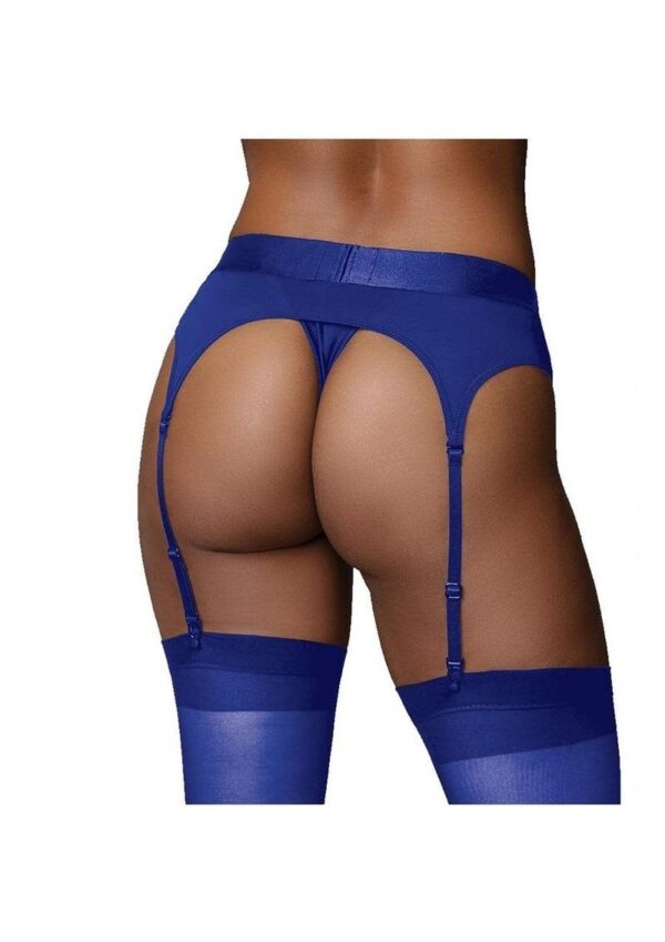 SOA OUCH VIBRATING STRAP-ON THONG W/GARTERS BLUE M/L - Image 3