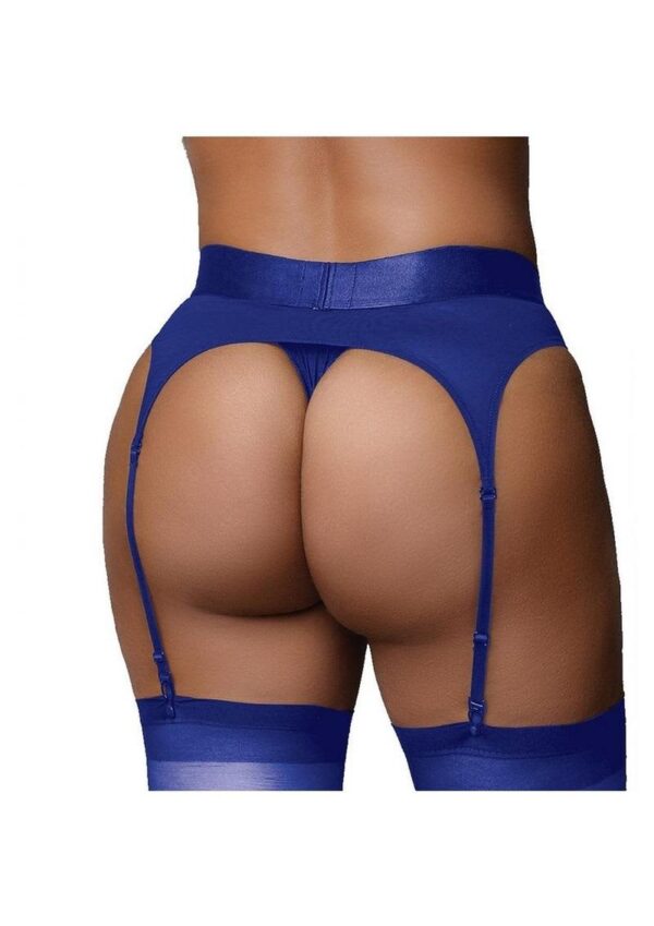 SOA OUCH VIBRATING STRAP-ON THONG W/GARTERS BLUE XL/XXL - Image 3