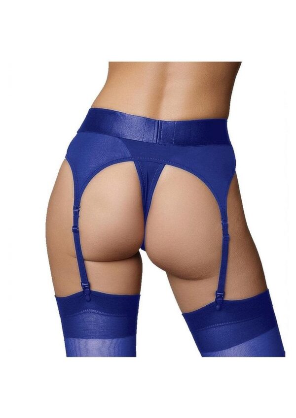 SOA OUCH VIBRATING STRAP-ON THONG W/GARTERS BLUE XS/S - Image 3