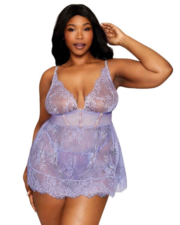 DG 13235X LACE BABYDOLL HYDRANGEA 3X