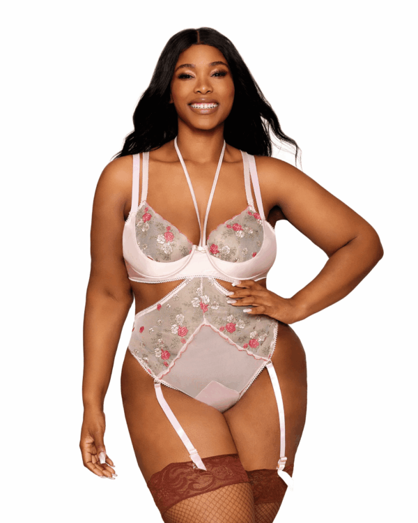 DG 13239X EMBROIDERED TEDDY SET ROSE QUARTZ 1X