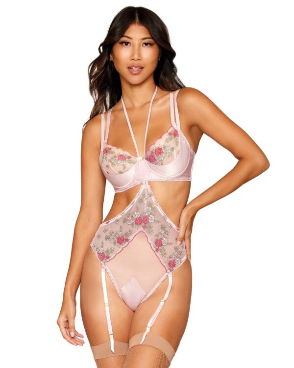 DG 13239 EMBROIDERED TEDDY SET ROSE QUARTZ L