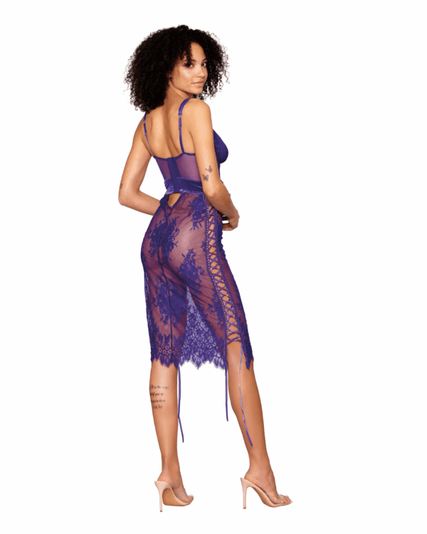 DG 13051 LACE LONG CHEMISE VIOLET XL - Image 2