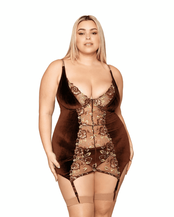 DG 13022X VELVET CHEMISE ESPRESSO 3X
