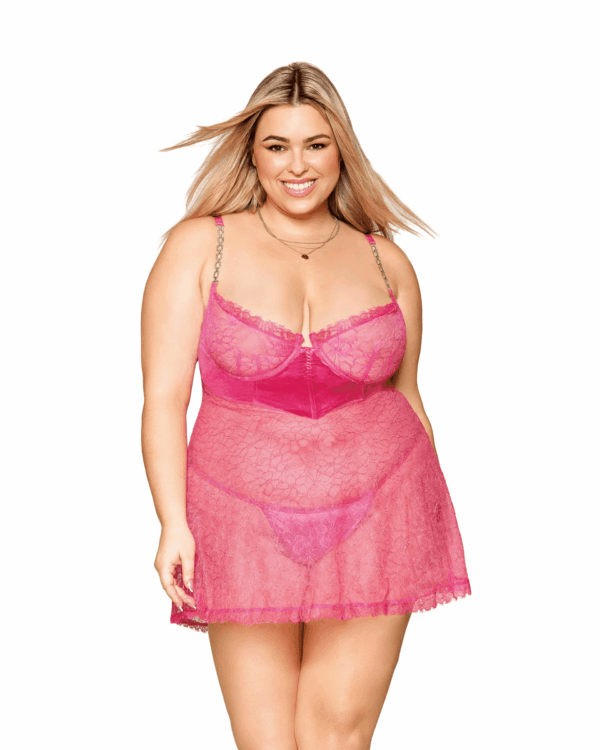 DG 13023X VELVET & LACE BABYDOLL PEONY 1X