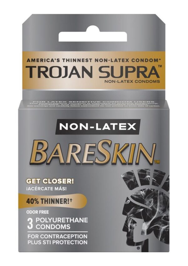 CONDOMS TROJAN SUPRA BARESKIN NON LATEX 3PK