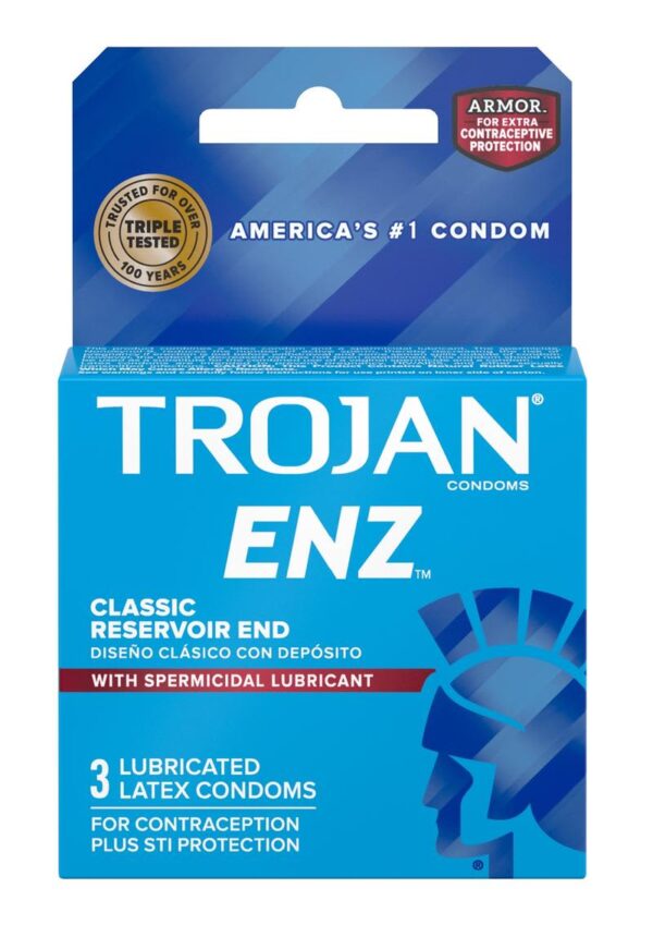 CONDOMS TROJAN ENZ LUBRICATED 3PK (BLUE)