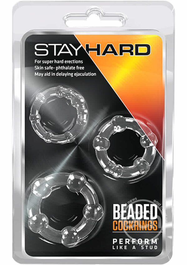 BL STAY HARD BEADED C-RINGS 3PK CLEAR