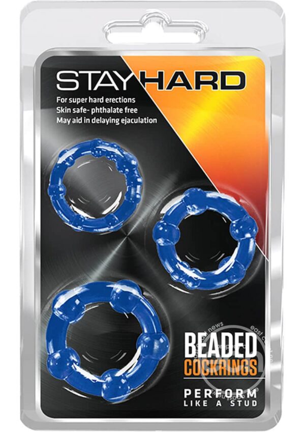 BL STAY HARD BEADED C-RING 3PK BLUE