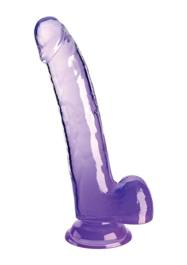 PD KING COCK CLEAR 9" W/BALLS PURPLE - Image 2