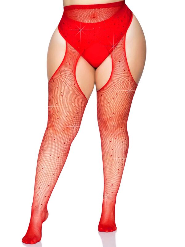 LA 9108X RHINESTONE FISHNET PANTYHOSE RE