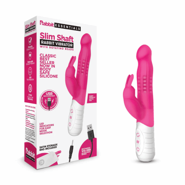RABBIT ESSENTIALS SLIM SHAFT W/ROTATING PINK