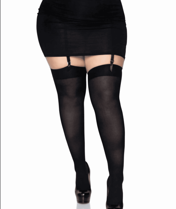 LA 6672Q OPAQUE NYLON THIGH HIGH BLK
