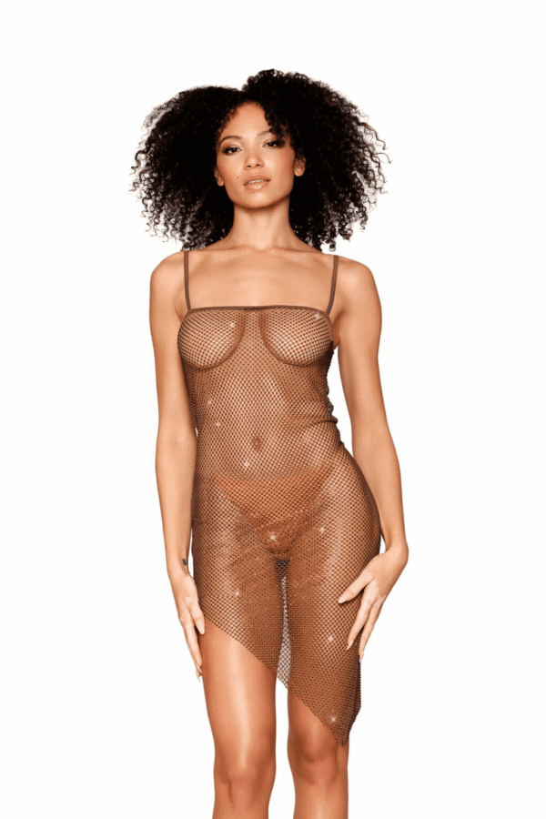 DG 13034 RHINESTONE FISHNET CHEMISE L