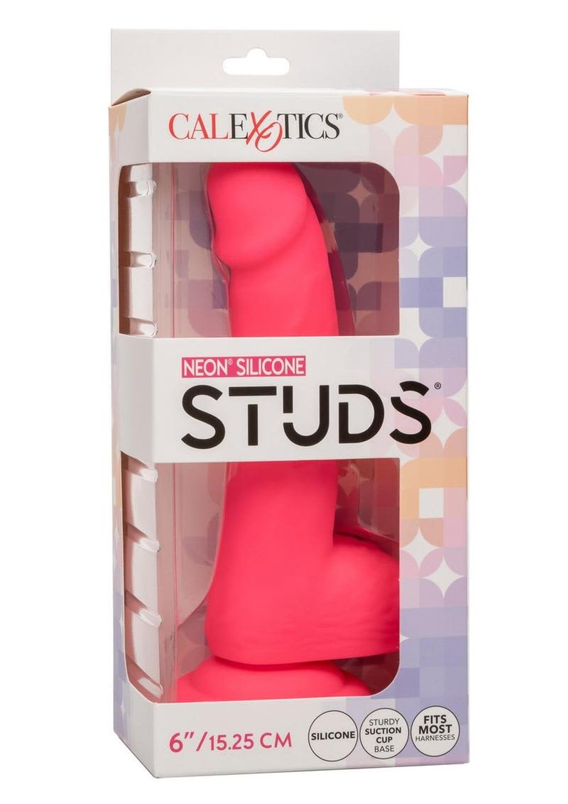CAL EXOTICS NEON SILICONE STUDS 6" PINK