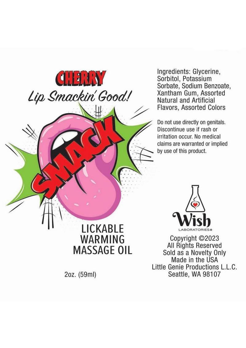 SMACK MASSAGE OIL CHERRY 2OZ - Image 2